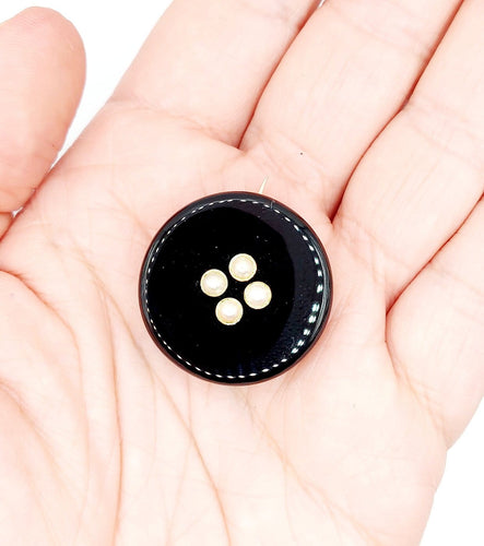 Broche Broche victorienne en or 18k avec onyx noir et perles (circa 1890) 58 Facettes A06985