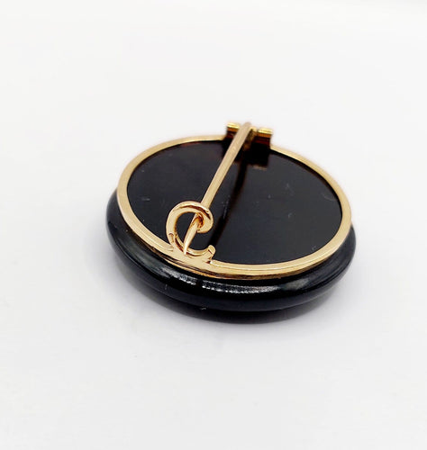Broche Broche victorienne en or 18k avec onyx noir et perles (circa 1890) 58 Facettes A06985