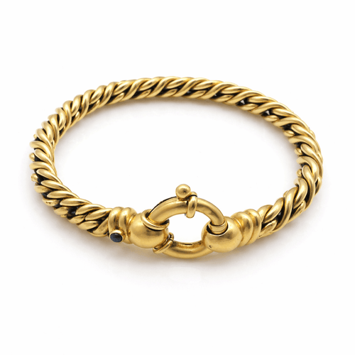 Bracelet Bracelet gourmette en or jaune 18 carats et saphir 58 Facettes Bracelet en or jaune 18 carats et saphir
