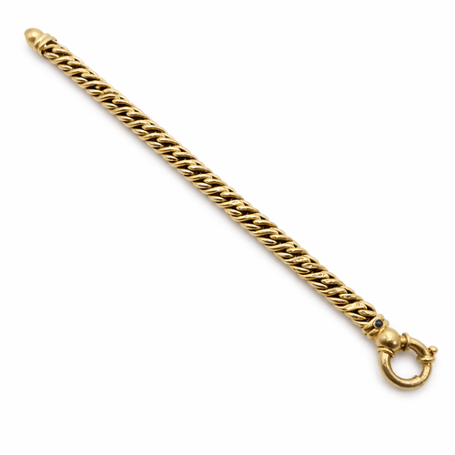 Bracelet Bracelet gourmette en or jaune 18 carats et saphir 58 Facettes Bracelet en or jaune 18 carats et saphir
