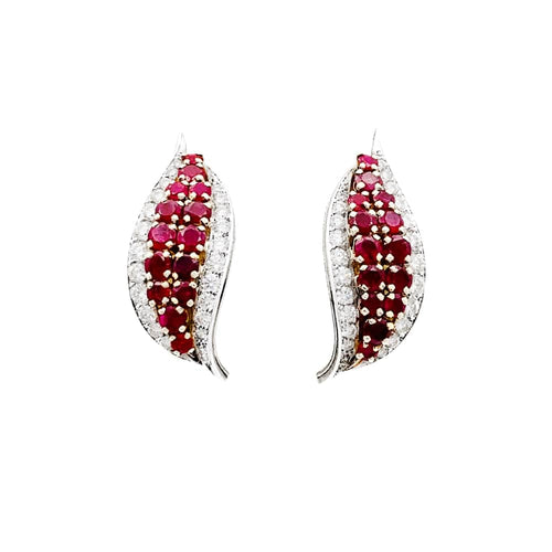Boucles d'oreilles Boucles d'oreilles platine, or jaune, rubis et diamants. 58 Facettes 35486