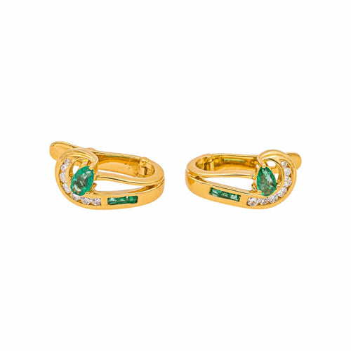 Boucles d'oreilles Boucles d'oreilles  Dormeuses Or jaune Emeraude, Diamant 58 Facettes 4927354CN