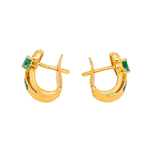 Boucles d'oreilles Boucles d'oreilles  Dormeuses Or jaune Emeraude, Diamant 58 Facettes 4927354CN