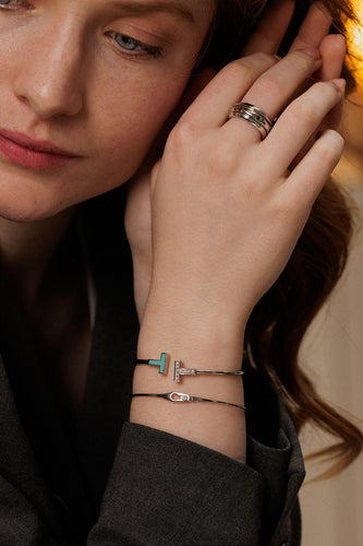 Bracelet Tiffany & Co Bracelet  Tiffany T  Or blanc Diamant, Turquoise 58 Facettes 5006195RV