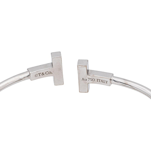 Bracelet Tiffany & Co Bracelet  Tiffany T  Or blanc Diamant, Turquoise 58 Facettes 5006195RV