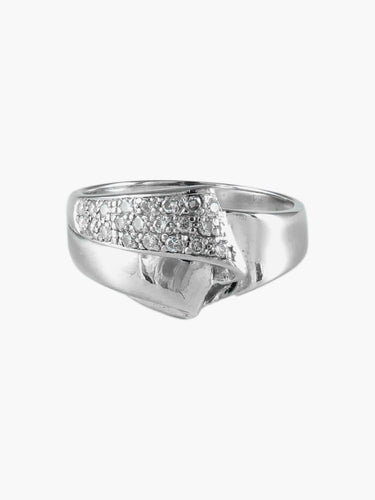 Bague 57 Ruban - Bague pavée de diamants en or blanc 58 Facettes BO/160025