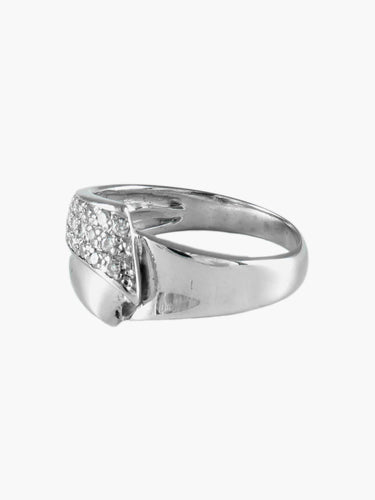 Bague 57 Ruban - Bague pavée de diamants en or blanc 58 Facettes BO/160025