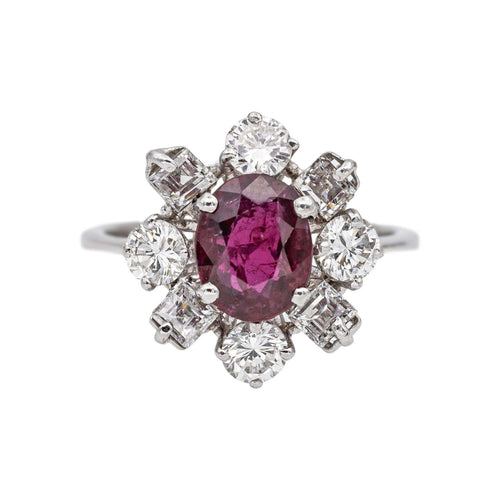 Bague 52 Bague Pompadour Or blanc Rubis, Diamant 58 Facettes 5348123CN