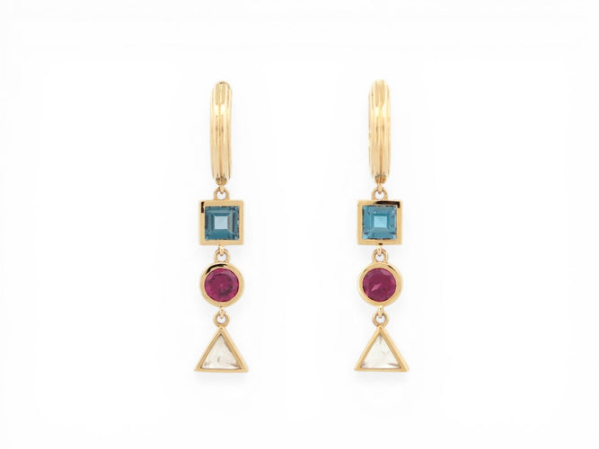 Boucles d'oreilles Poiray Lolita - Boucles d'oreilles créoles en or jaune 18k et pierres 58 Facettes 274334