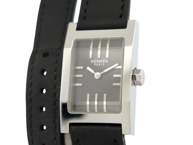 Montre Hermès Tandem TA1.210 - Montre quartz en acier, bracelet cuir double tour 58 Facettes 274330