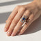 Bague 55 Bague rectangulaire en or blanc 18 carats avec saphir et diamants 58 Facettes 1-0001052/2