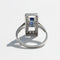 Bague 55 Bague rectangulaire en or blanc 18 carats avec saphir et diamants 58 Facettes 1-0001052/2