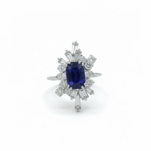 Bague 52 Bague cocktail - Saphir et diamants en or blanc 18 carats 58 Facettes 1.0000968/1