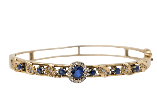 Bracelet Bracelet rigide - Bracelet en or jaune et saphirs, diamants 58 Facettes 11999