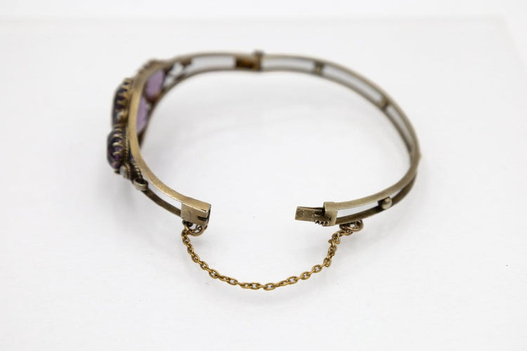 Bracelet Bracelet ancien rigide en or avec améthystes et perles naturelles 58 Facettes 11787