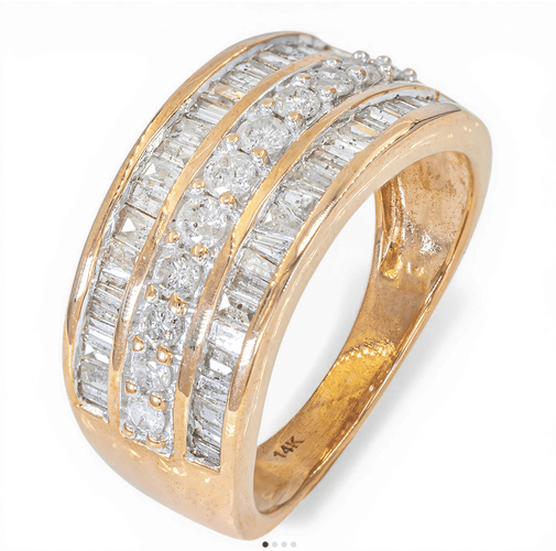 Bague Bague large en or jaune 14K (585) avec diamants 1,10 ct 58 Facettes WA11