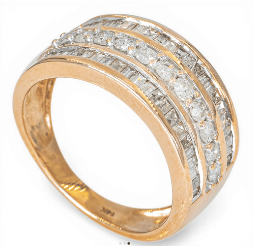 Bague Bague large en or jaune 14K (585) avec diamants 1,10 ct 58 Facettes WA11