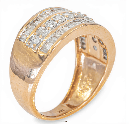 Bague Bague large en or jaune 14K (585) avec diamants 1,10 ct 58 Facettes WA11