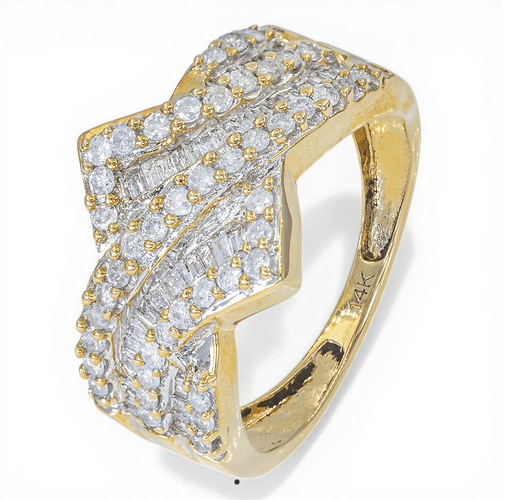 Bague 58 Bague en or jaune 585 sertie de diamants 1,10 ct 58 Facettes WA12