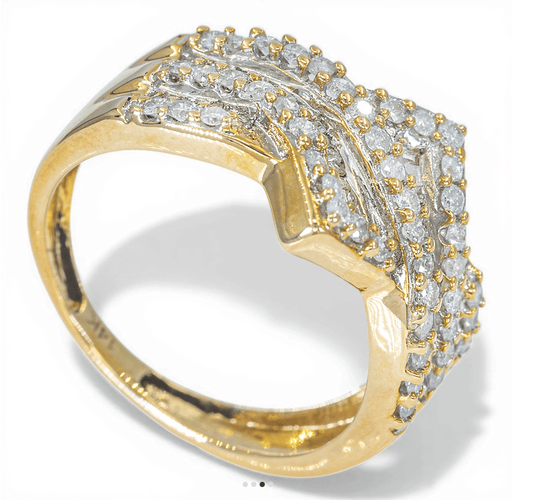 Bague 58 Bague en or jaune 585 sertie de diamants 1,10 ct 58 Facettes WA12