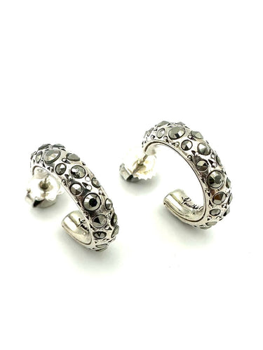 Boucles d'oreilles Pomellato 67 - Boucles d’oreilles créoles en argent 925 et marcassites 58 Facettes POMELLATO BO
