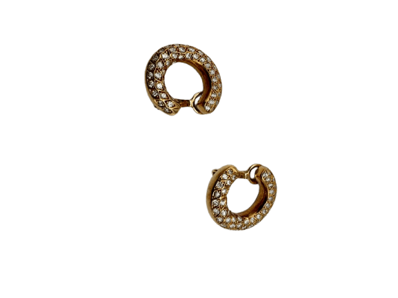 Boucles d'oreilles Boucles d’oreilles - Créoles en or jaune 750 avec diamants 58 Facettes Boucles d’oreilles