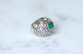 Bague 52 Bague boule en platine avec émeraude de Colombie et diamants 58 Facettes
