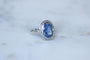Bague 54 Bague Art déco saphir de Ceylan non chauffé 10,50 ct et diamants 58 Facettes