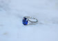 Bague 56 Bague en or blanc 18 ct saphir de Ceylan 3,50 ct et diamants 58 Facettes