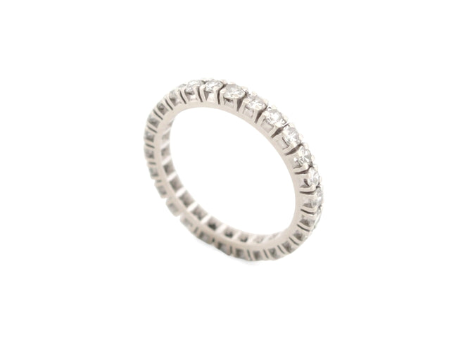 Bague 53 Alliance américaine - Bague pavée 26 diamants 1,1 ct en or blanc 18k 58 Facettes 274328