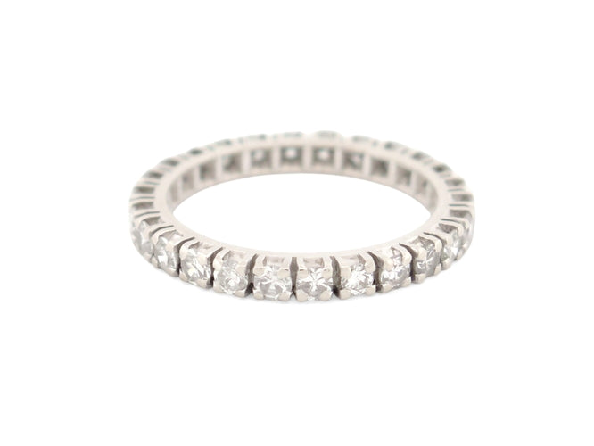 Bague 53 Alliance américaine - Bague pavée 26 diamants 1,1 ct en or blanc 18k 58 Facettes 274328