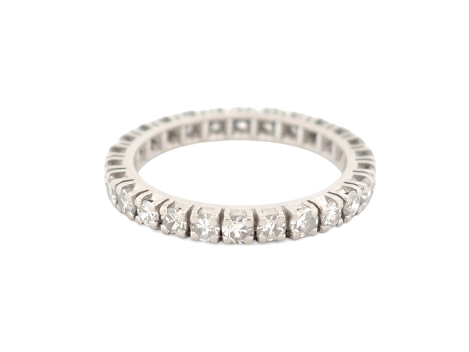 Bague 53 Alliance américaine - Bague pavée 26 diamants 1,1 ct en or blanc 18k 58 Facettes 274328