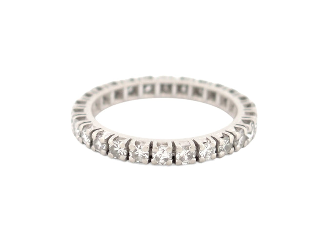 Bague 53 Alliance américaine - Bague pavée 26 diamants 1,1 ct en or blanc 18k 58 Facettes 274328