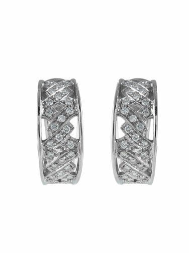 Boucles d'oreilles De Chimento - Demi-créoles en or blanc et diamants 58 Facettes BO/210061