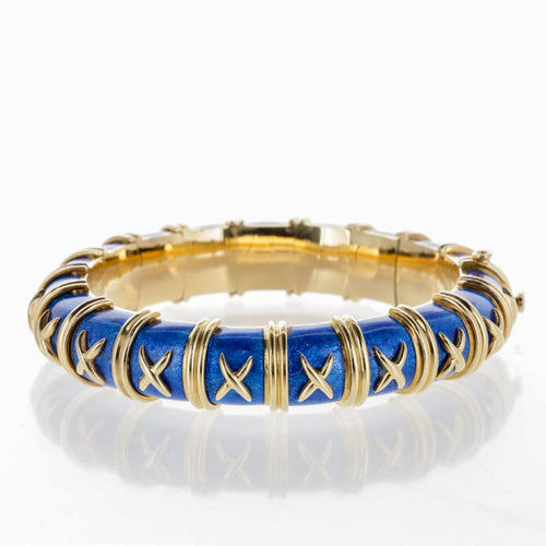 Bracelet Tiffany & Co Schlumberger - Bracelet en or jaune 18 K et émail bleu 58 Facettes 2.19492