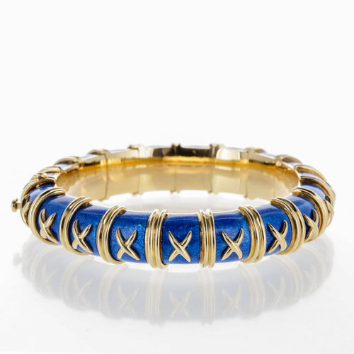 Bracelet Tiffany & Co Schlumberger - Bracelet en or jaune 18 K et émail bleu 58 Facettes 2.19492