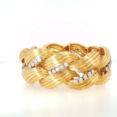 Bracelet David Webb - Bracelet vintage en or jaune 18 K et diamants 58 Facettes 2.19477