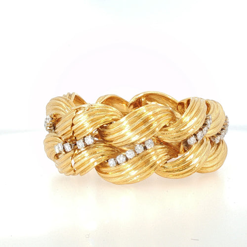 Bracelet David Webb - Bracelet vintage en or jaune 18 K et diamants 58 Facettes 2.19477