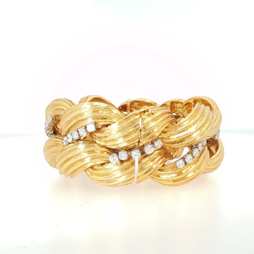 Bracelet David Webb - Bracelet vintage en or jaune 18 K et diamants 58 Facettes 2.19477