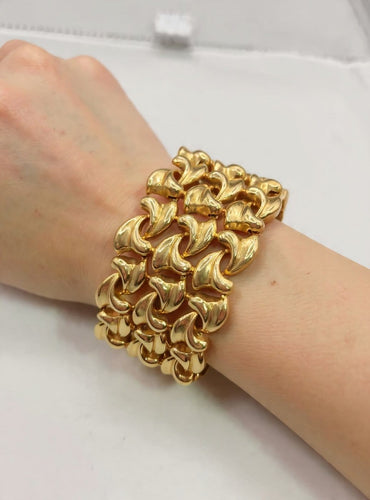 Bracelet Bracelet vintage large en or jaune 18 ct (Italie, années 1960) 58 Facettes CV-038