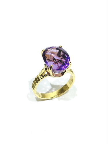 Bague 56 Bague en or jaune 18 carats à améthyste ovale 58 Facettes id: 1745873
