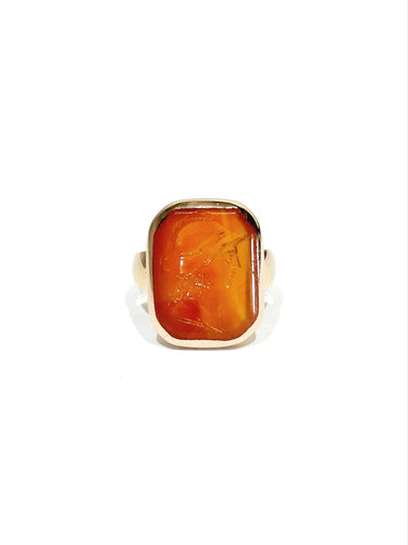 Bague 50 Bague intaille en or rose 18 carats et cornaline 58 Facettes id: 1745883