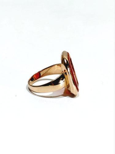 Bague 50 Bague intaille en or rose 18 carats et cornaline 58 Facettes id: 1745883