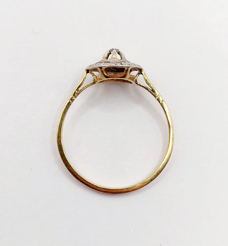 Bague 57 Art déco - Bague géométrique en or jaune 18k et diamants taille rose 58 Facettes A06997