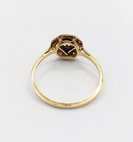 Bague 57 Art déco - Bague géométrique en or jaune 18k et diamants taille rose 58 Facettes A06997