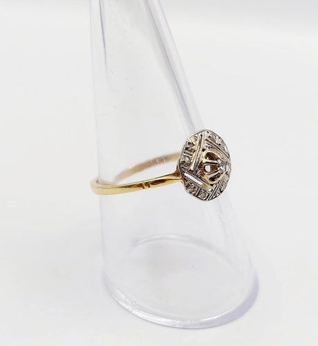 Bague 57 Art déco - Bague géométrique en or jaune 18k et diamants taille rose 58 Facettes A06997