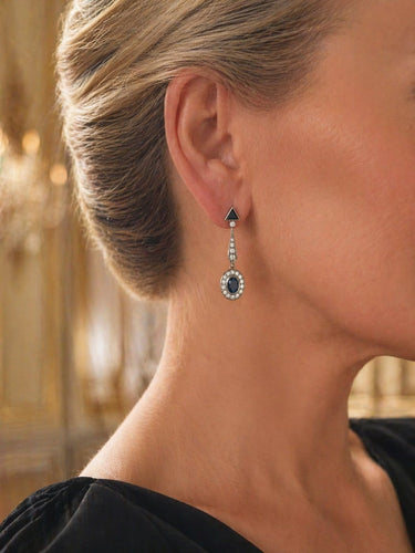 Boucles d'oreilles Boucles d'oreilles Art déco pendantes en platine, saphirs et diamants 58 Facettes 50443