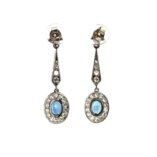 Boucles d'oreilles Boucles d'oreilles Art déco pendantes en platine, saphirs et diamants 58 Facettes 50443