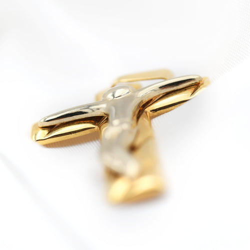 Pendentif Pendentif croix en or jaune et blanc 18 carats 58 Facettes 22817