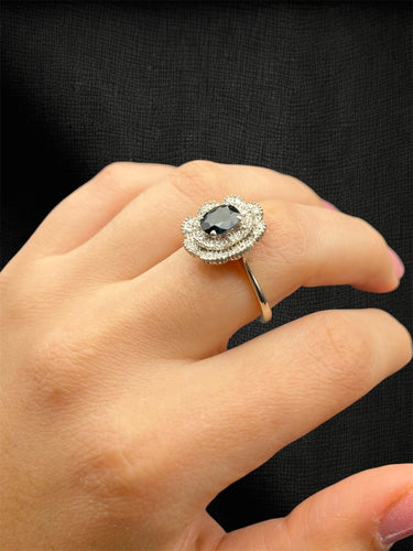 Bague 53 Anello Nuvola di Zaffiro - Bague marguerite en or blanc, diamants et saphir 58 Facettes anello nuvola zaffiro